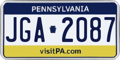 PA license plate JGA2087