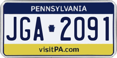 PA license plate JGA2091