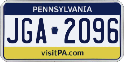 PA license plate JGA2096