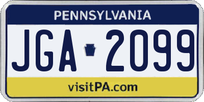 PA license plate JGA2099