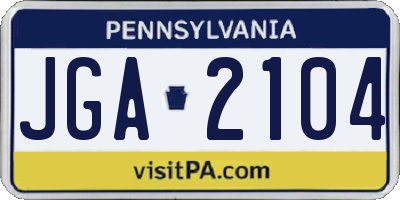 PA license plate JGA2104