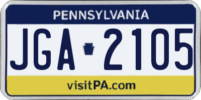 PA license plate JGA2105