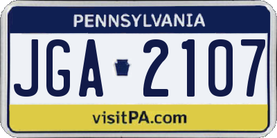 PA license plate JGA2107