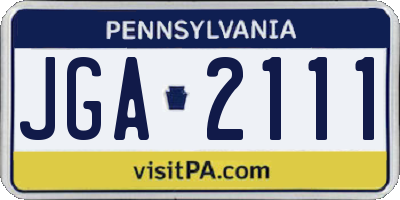 PA license plate JGA2111