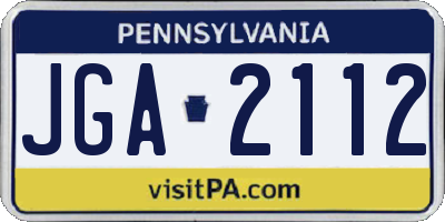 PA license plate JGA2112
