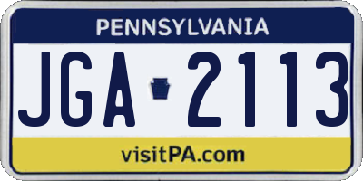 PA license plate JGA2113