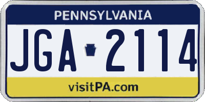 PA license plate JGA2114