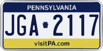 PA license plate JGA2117