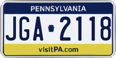 PA license plate JGA2118