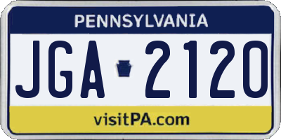 PA license plate JGA2120