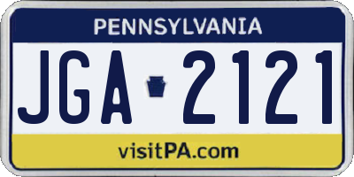 PA license plate JGA2121