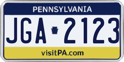 PA license plate JGA2123