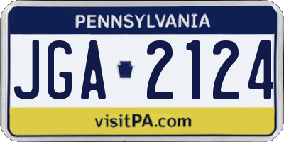 PA license plate JGA2124