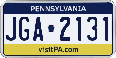 PA license plate JGA2131