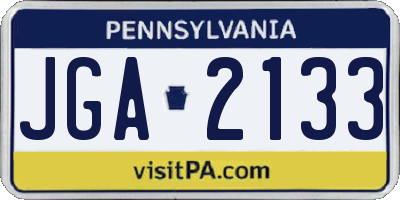 PA license plate JGA2133