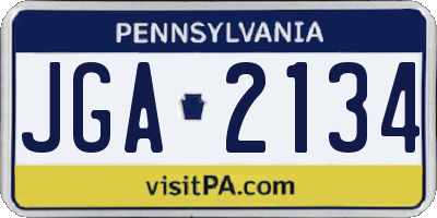 PA license plate JGA2134