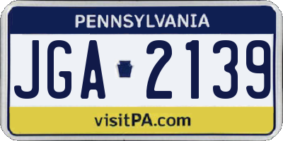 PA license plate JGA2139