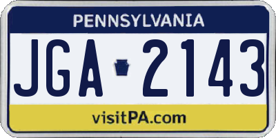 PA license plate JGA2143