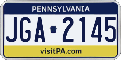 PA license plate JGA2145