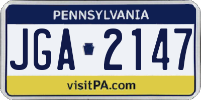 PA license plate JGA2147