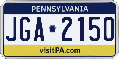 PA license plate JGA2150