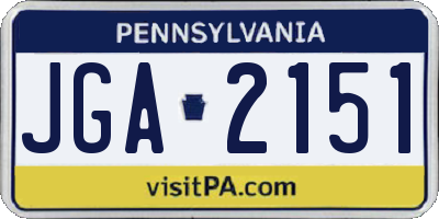 PA license plate JGA2151