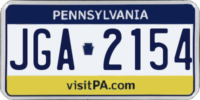 PA license plate JGA2154