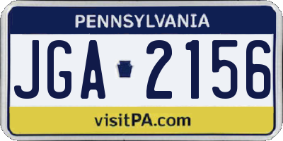 PA license plate JGA2156