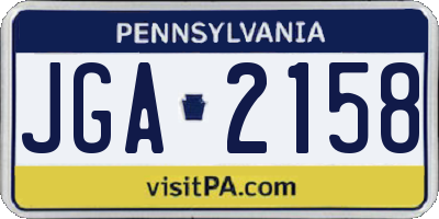 PA license plate JGA2158