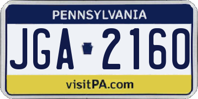 PA license plate JGA2160