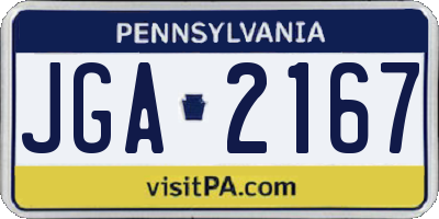PA license plate JGA2167