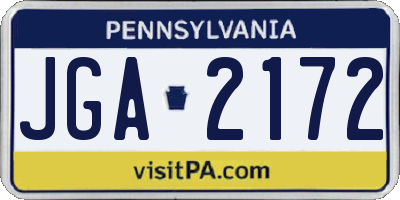 PA license plate JGA2172