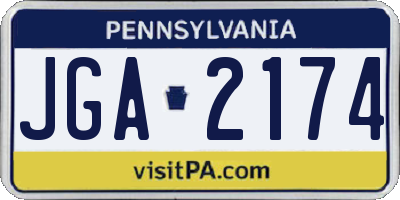PA license plate JGA2174