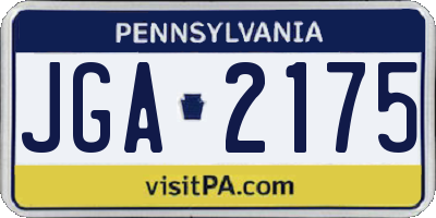 PA license plate JGA2175