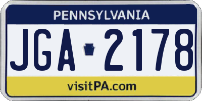 PA license plate JGA2178