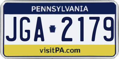PA license plate JGA2179