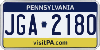 PA license plate JGA2180