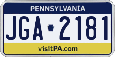PA license plate JGA2181