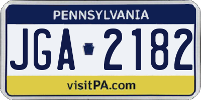PA license plate JGA2182