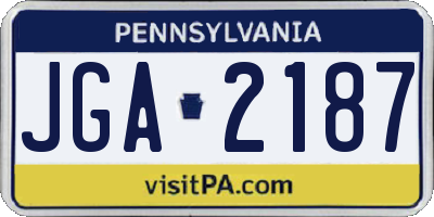 PA license plate JGA2187
