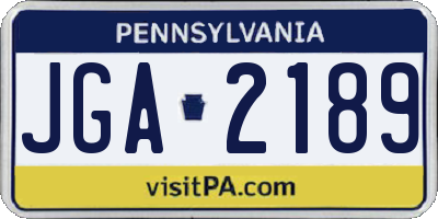 PA license plate JGA2189