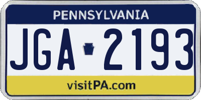PA license plate JGA2193