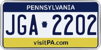 PA license plate JGA2202