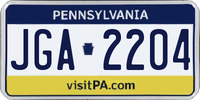 PA license plate JGA2204
