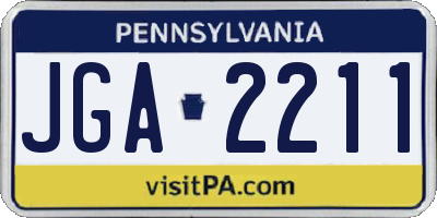 PA license plate JGA2211