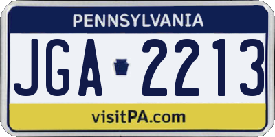 PA license plate JGA2213