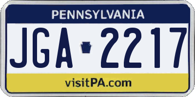 PA license plate JGA2217