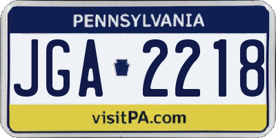 PA license plate JGA2218