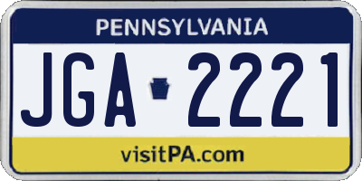PA license plate JGA2221