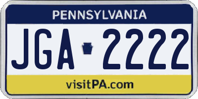 PA license plate JGA2222